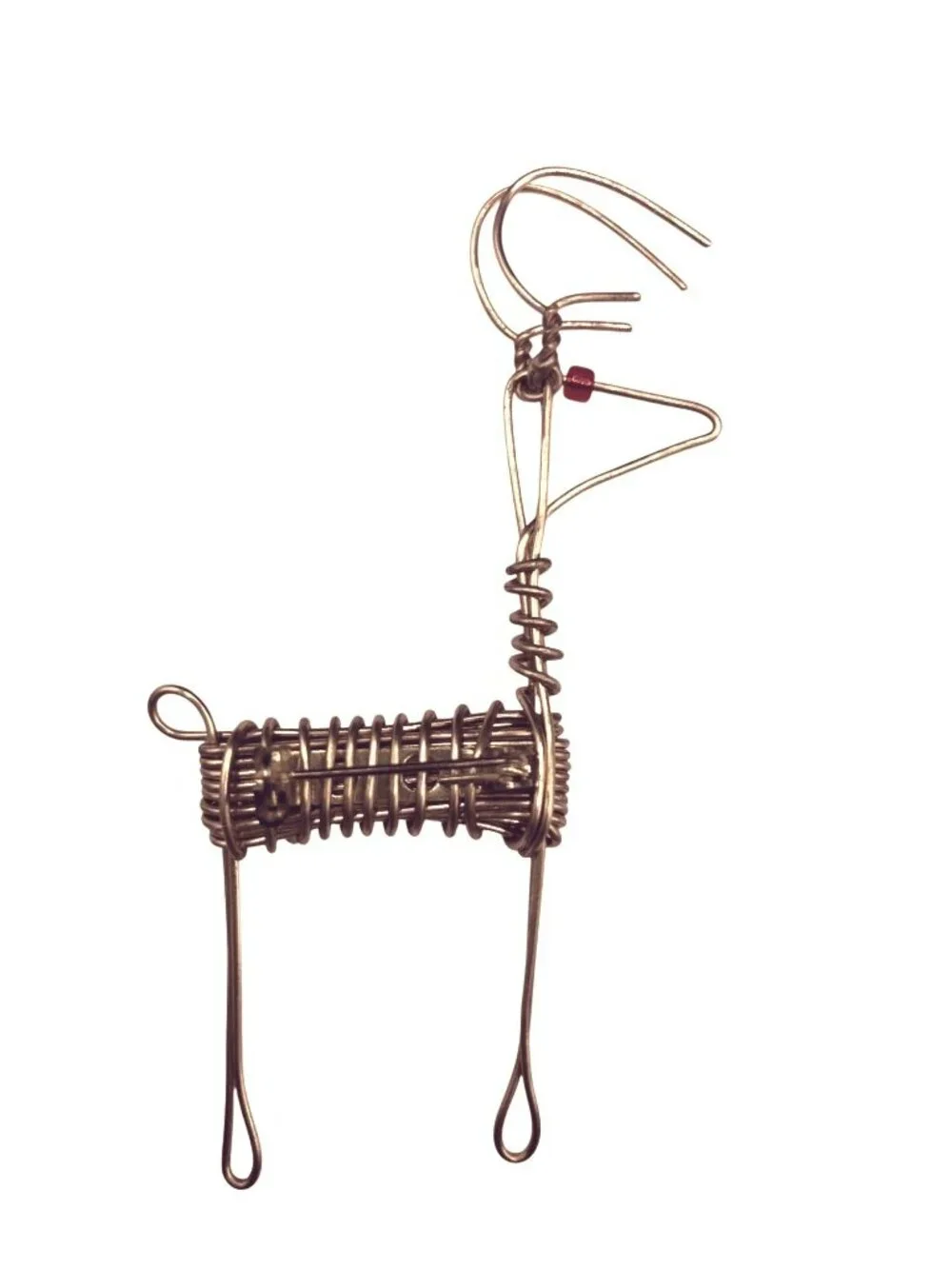 Handcrafted Gold Wire Reindeer Brooch Pin Unique Holiday Christmas Jewelry